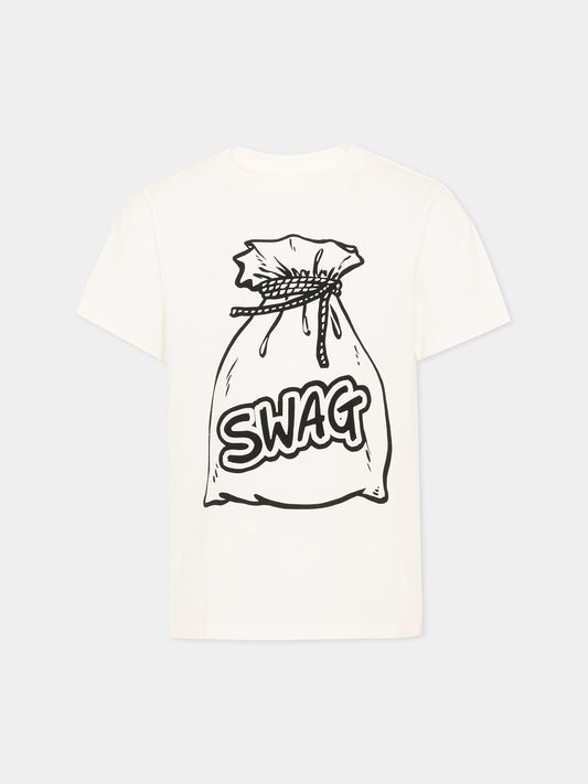 T-shirt avorio per bambino con stampa,Stella Mccartney Kids,TW8Q71 Z0434 101