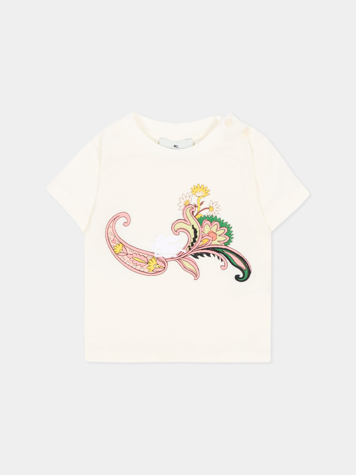 T-shirt avorio per neonata paisley,Etro,GW8031 Z2081 105