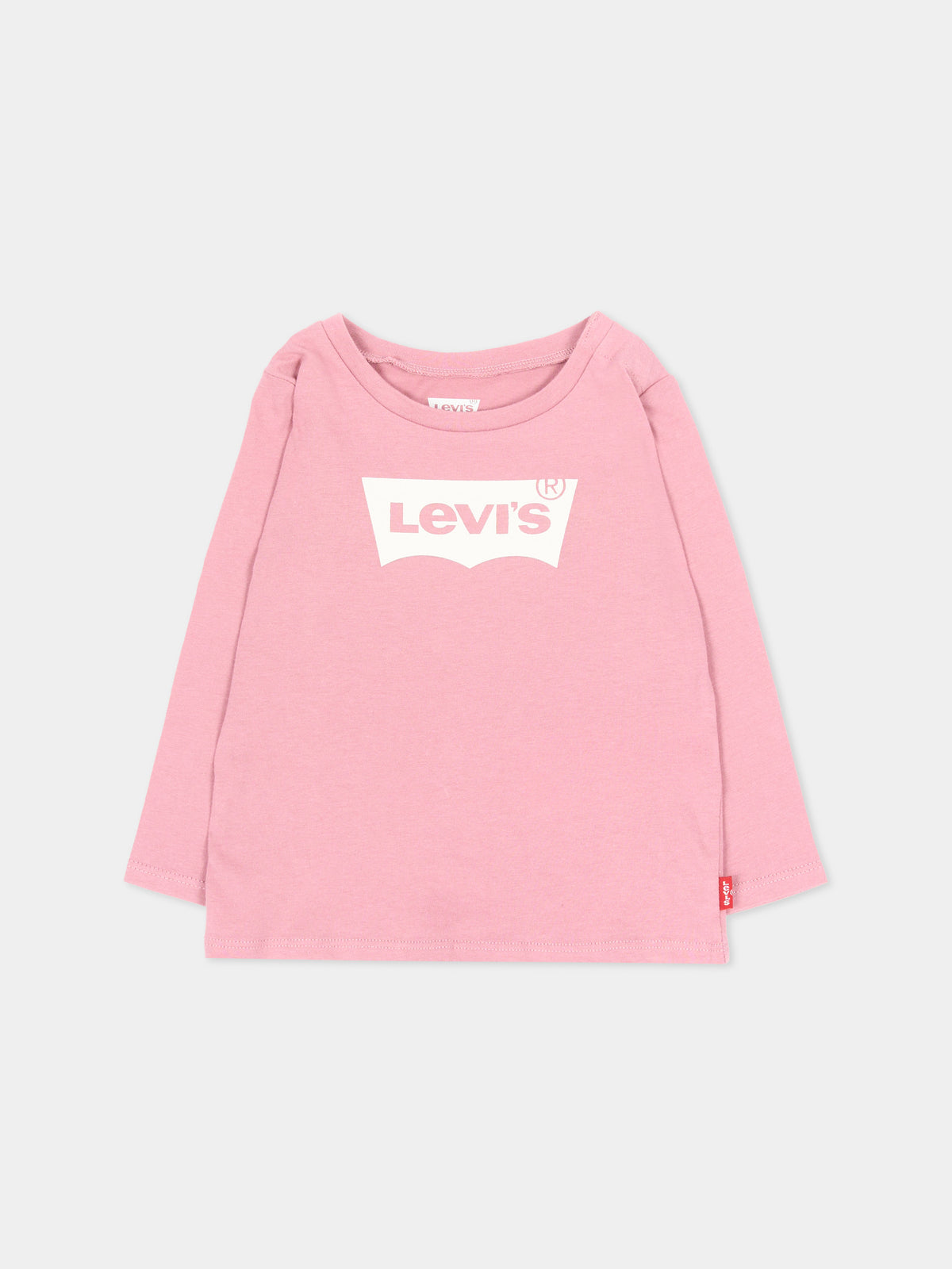 T-shirt a manica lunga rosa con logo per neonata,Levi's Kids,1EA643 PCV