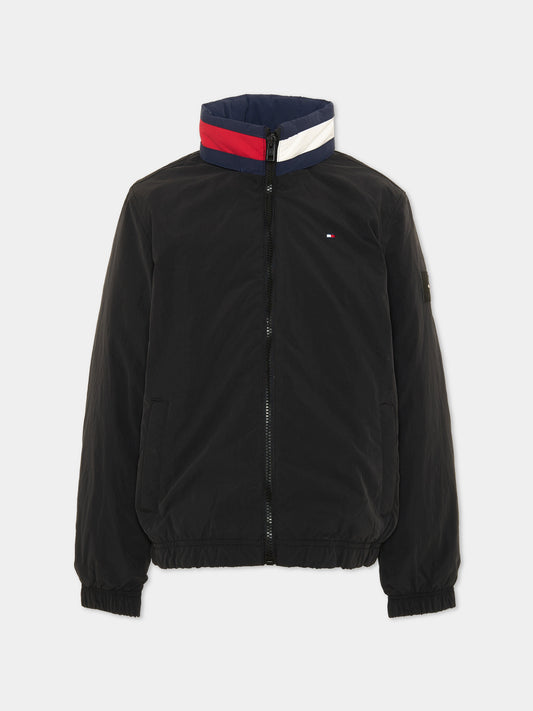 Bomber blu per bambino con logo,Tommy Hilfiger Junior,KB0KB10451 BDS