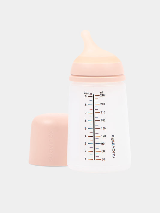 Biberon ZERO.ZERO Anticolica Flusso Medio 270 ml beige per neonati
