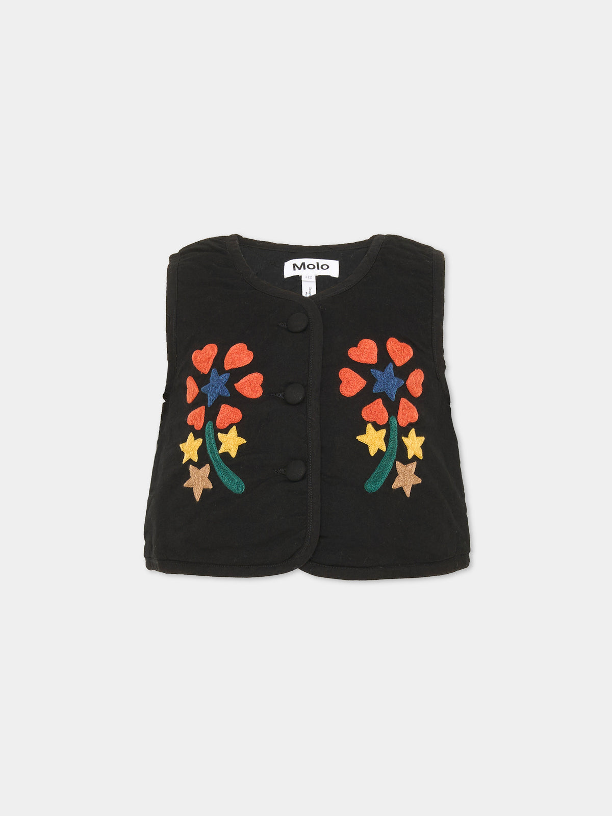 Gilet nero Helma per bambina ricamato,Molo,2W25M201 0099