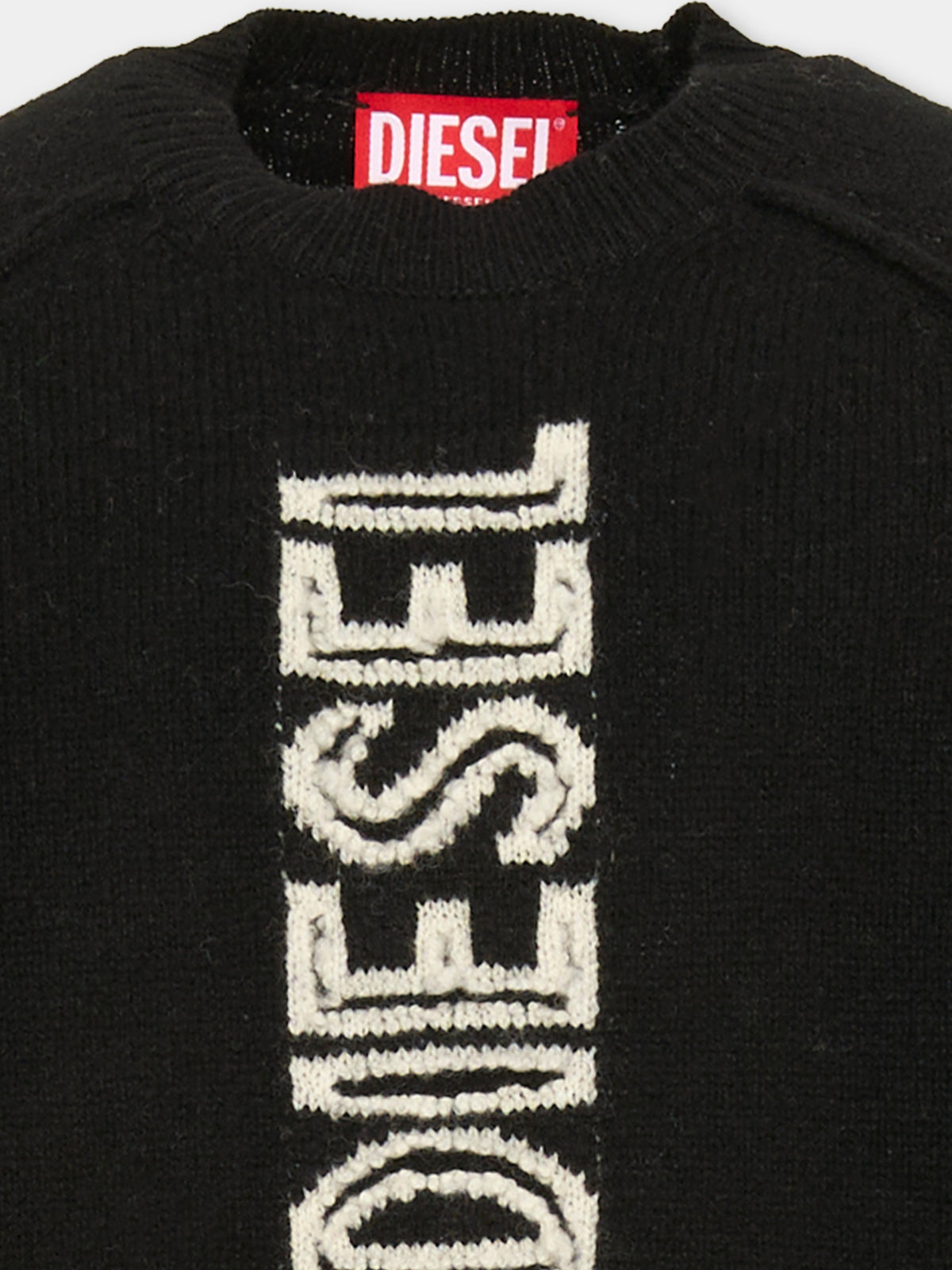Maglione nero per bambina con logo,Diesel,J02072 0EKAS K900