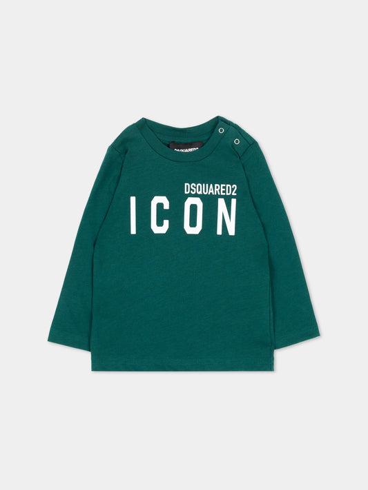 T-shirt a manica lunga verde per neonato,Dsquared2,DQ1375 D00MV DQ522