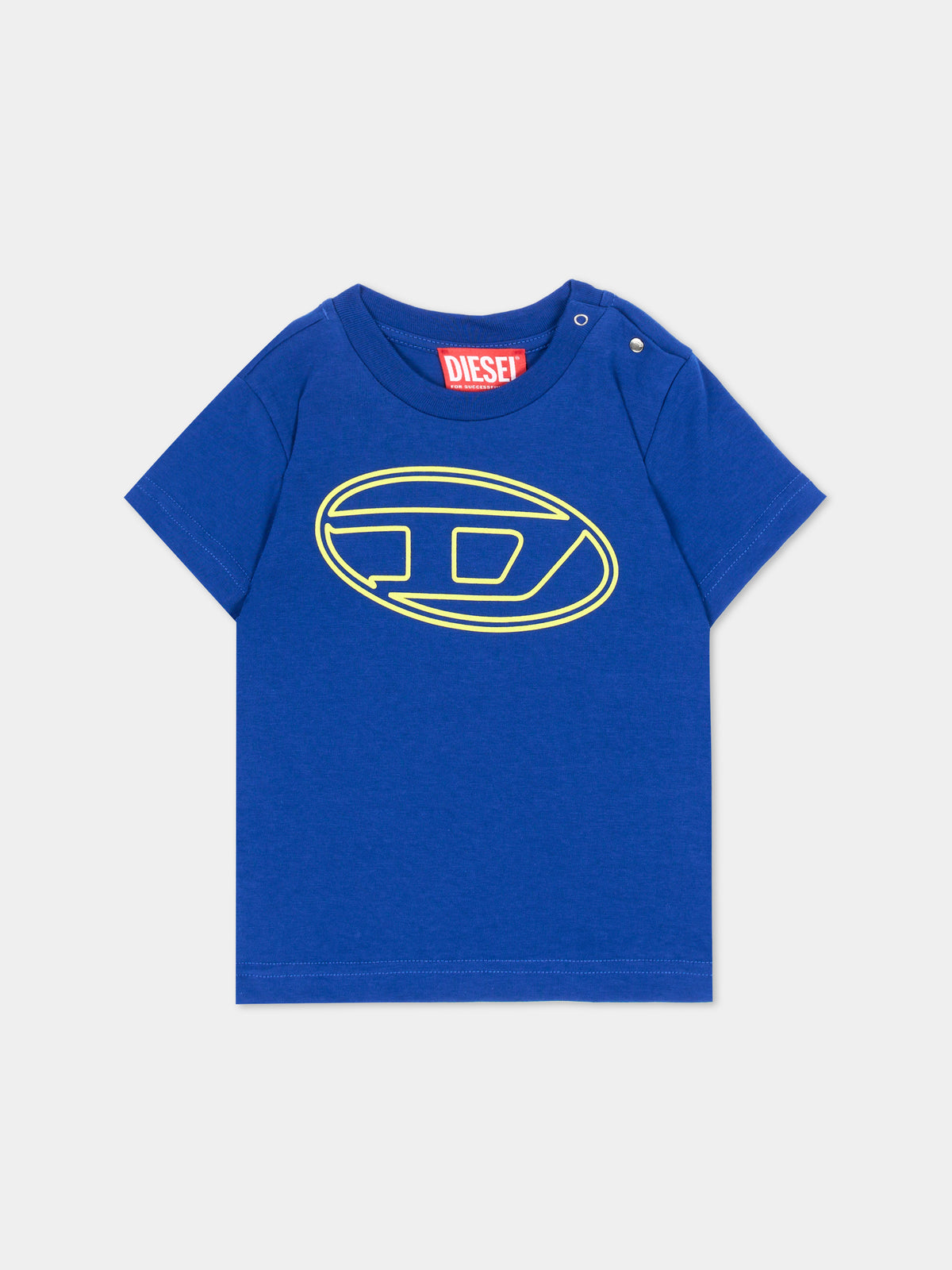 T-shirt blu per neonato con logo,Diesel,K00708 00YI9 K89G