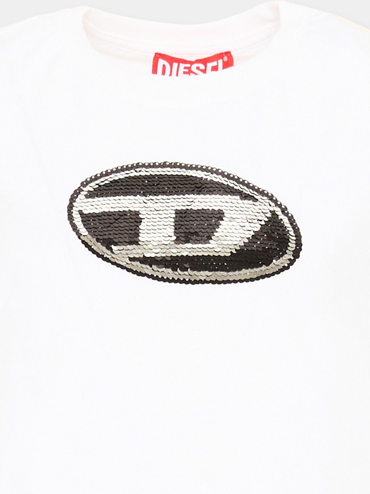 T-shirt bianca per bambina con logo,Diesel,J02371 KYAUN K100