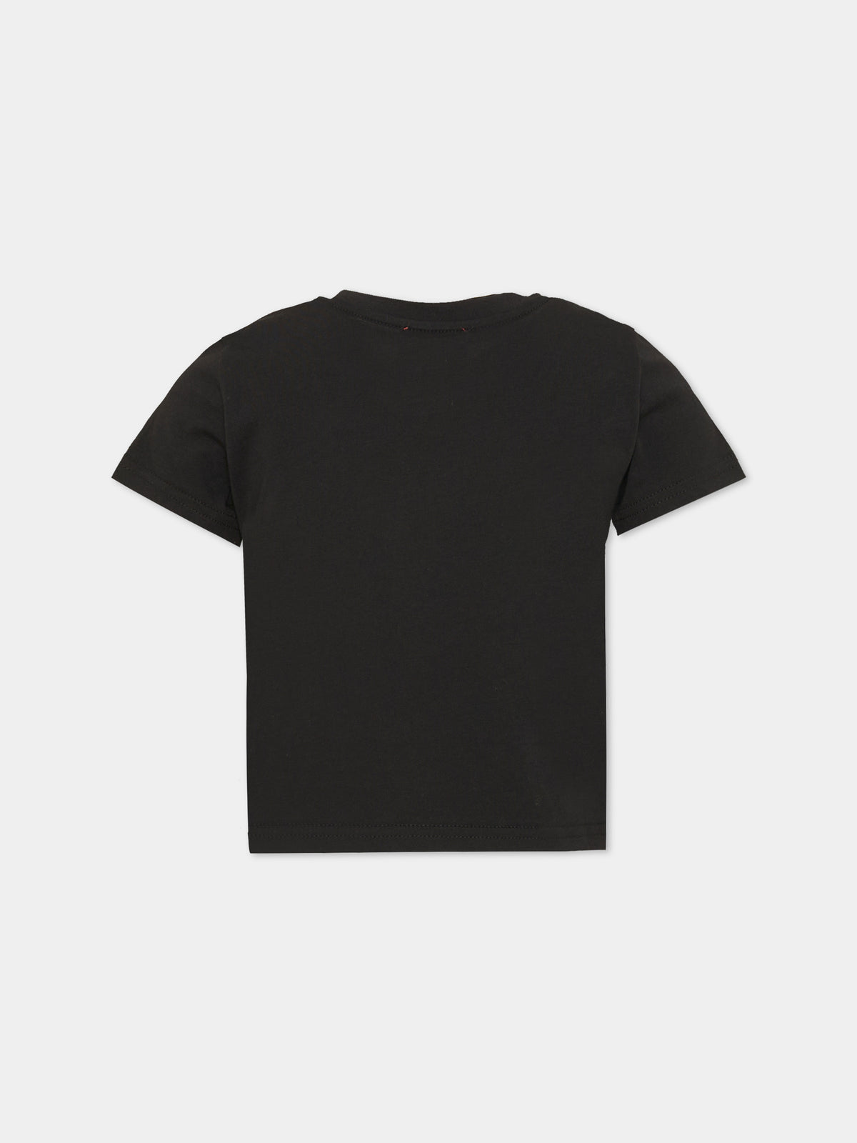 T-shirt nera per bambina con logo D,Diesel,J02371 KYAUN K900