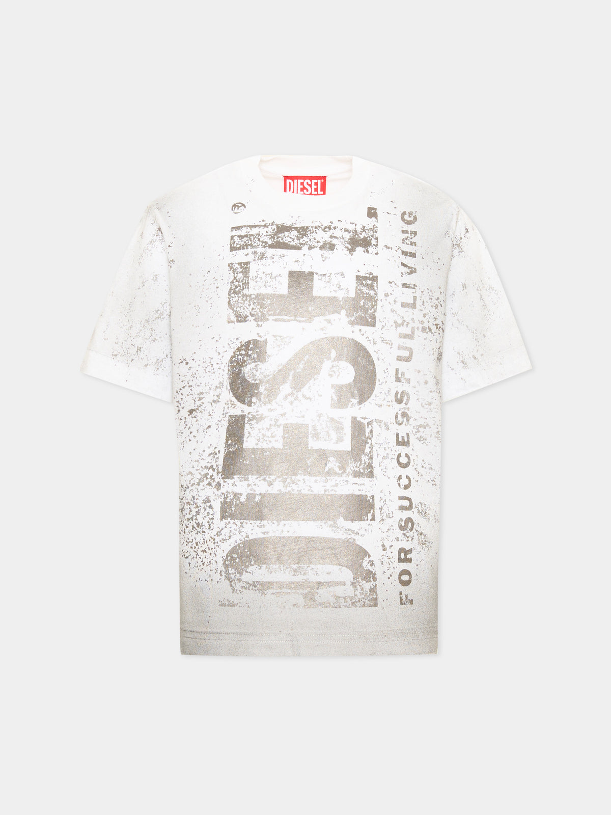 T-shirt a manica corta bianca per bambino con logo,Diesel,J02479 KYAZW K100