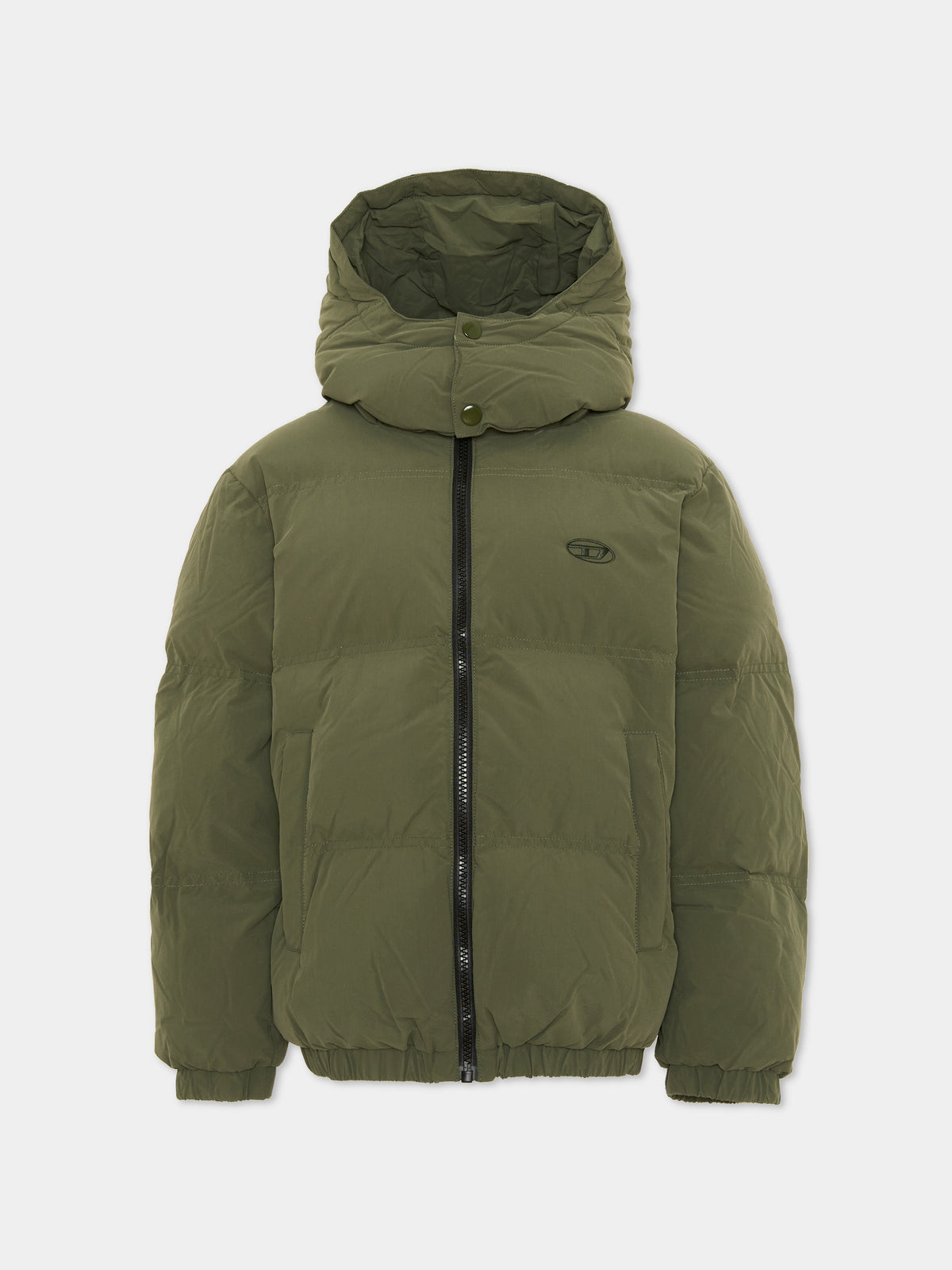 Piumino verde per bambino con cappuccio,Diesel,J02422 KXBQ0 K513