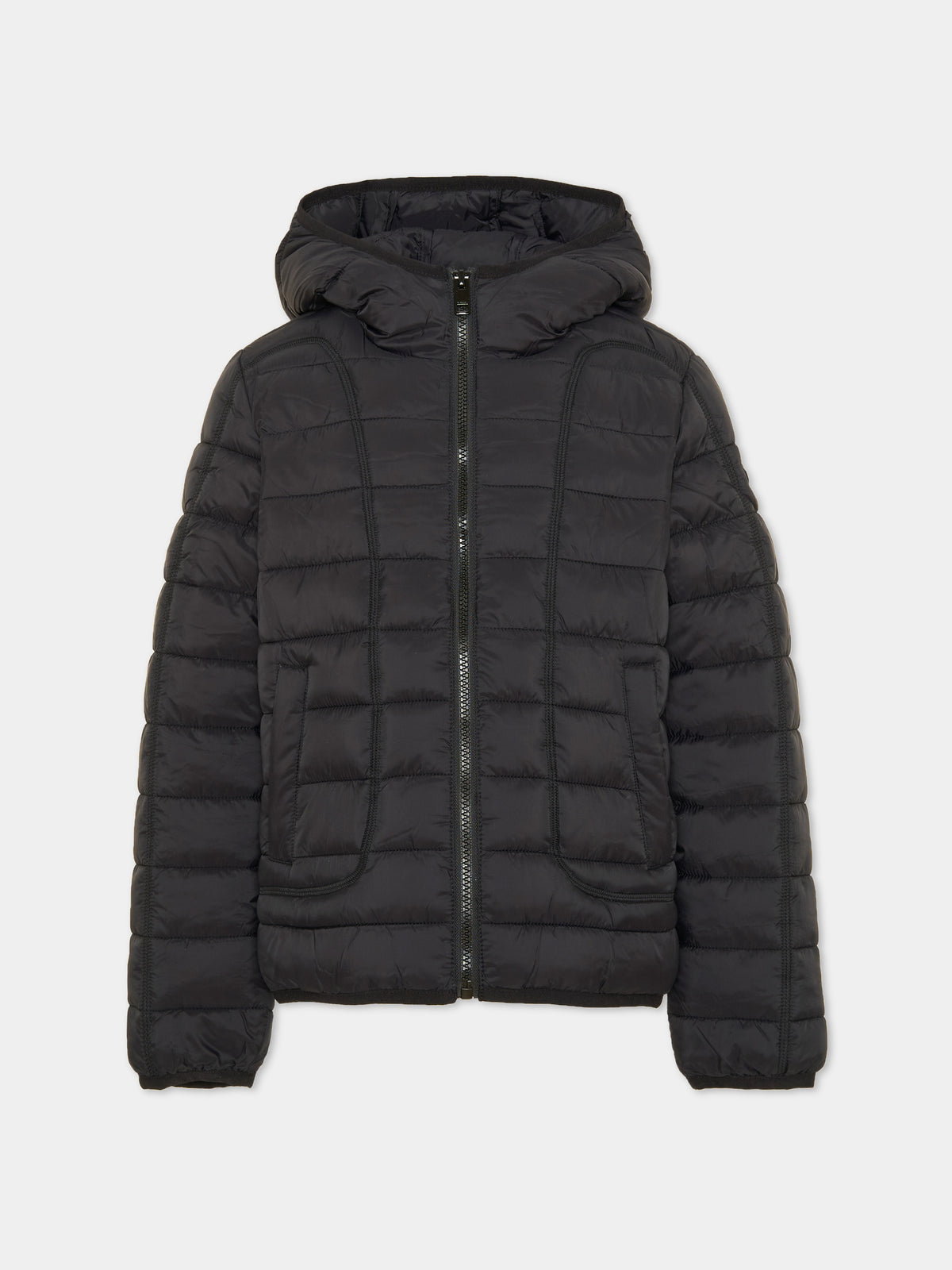 Piumino nero per bambino con cappuccio,Diesel,J02425 KXBRD K900