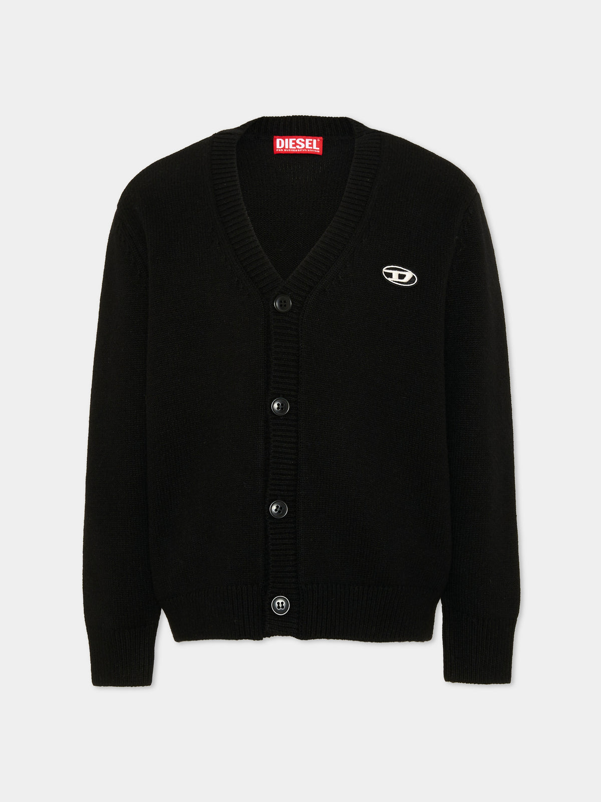 Cardigan nero per bambino con logo,Diesel,J02432 KYAYX K900