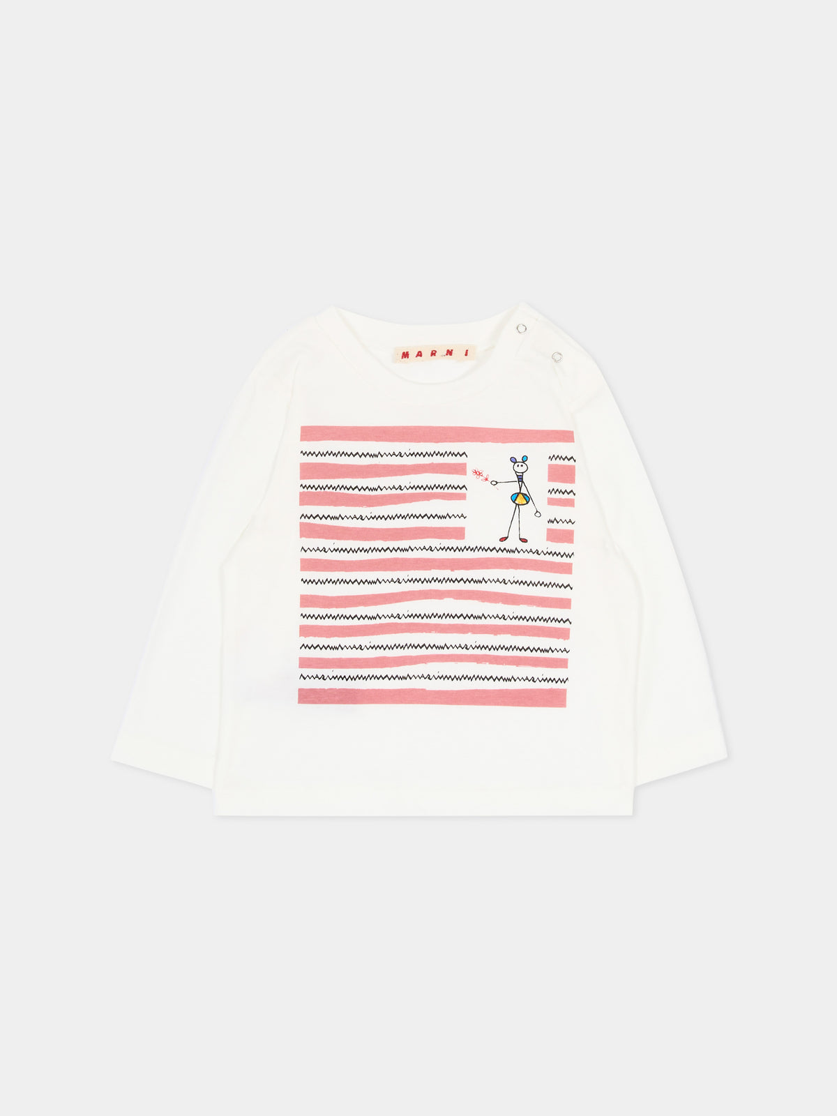T-shirt a manica lunga avorio per neonata,Marni Kids,M01510 M00RF 0M114