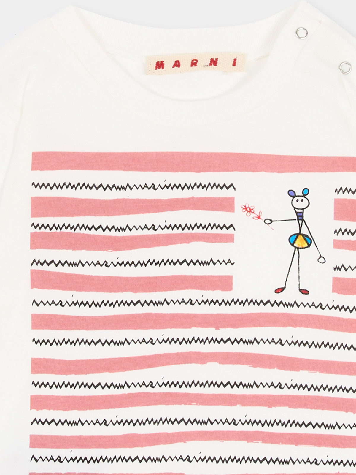 T-shirt a manica lunga avorio per neonata,Marni Kids,M01510 M00RF 0M114