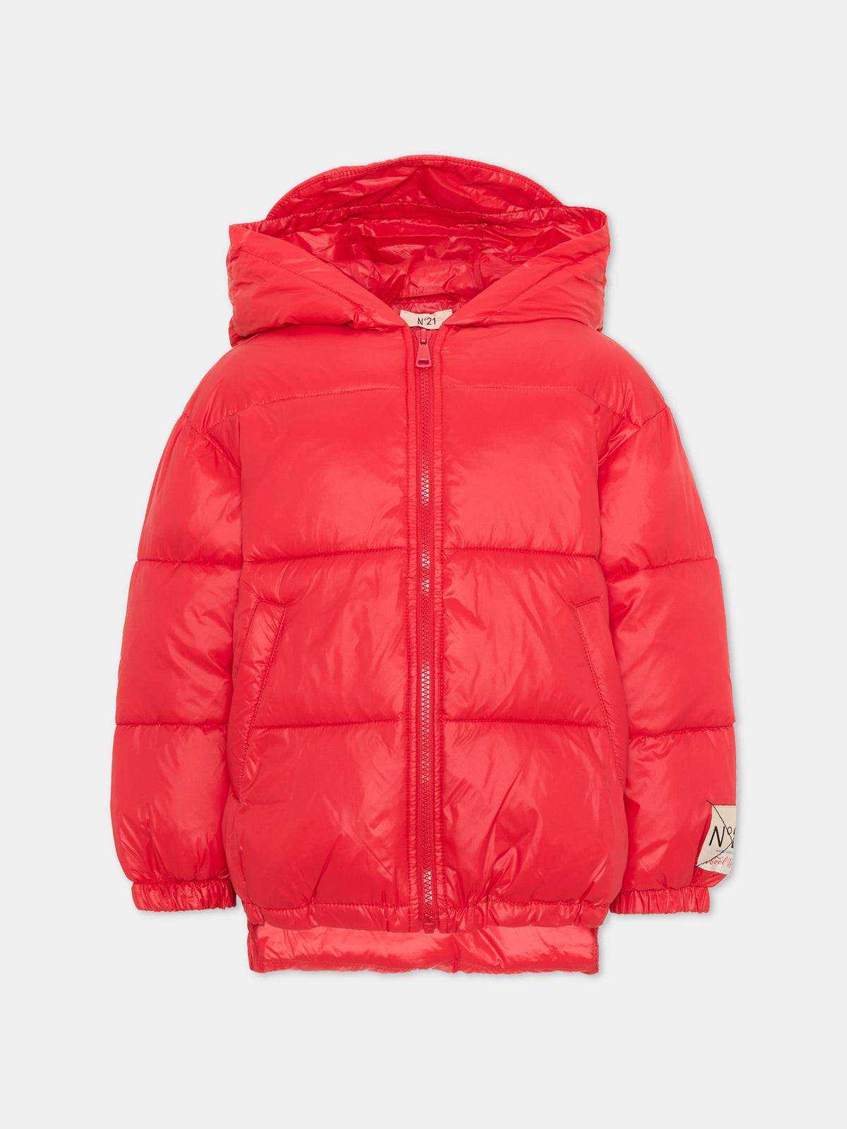 Piumino rosso per bambini con logo,N°21 Kids,N2104X N0002 0N411