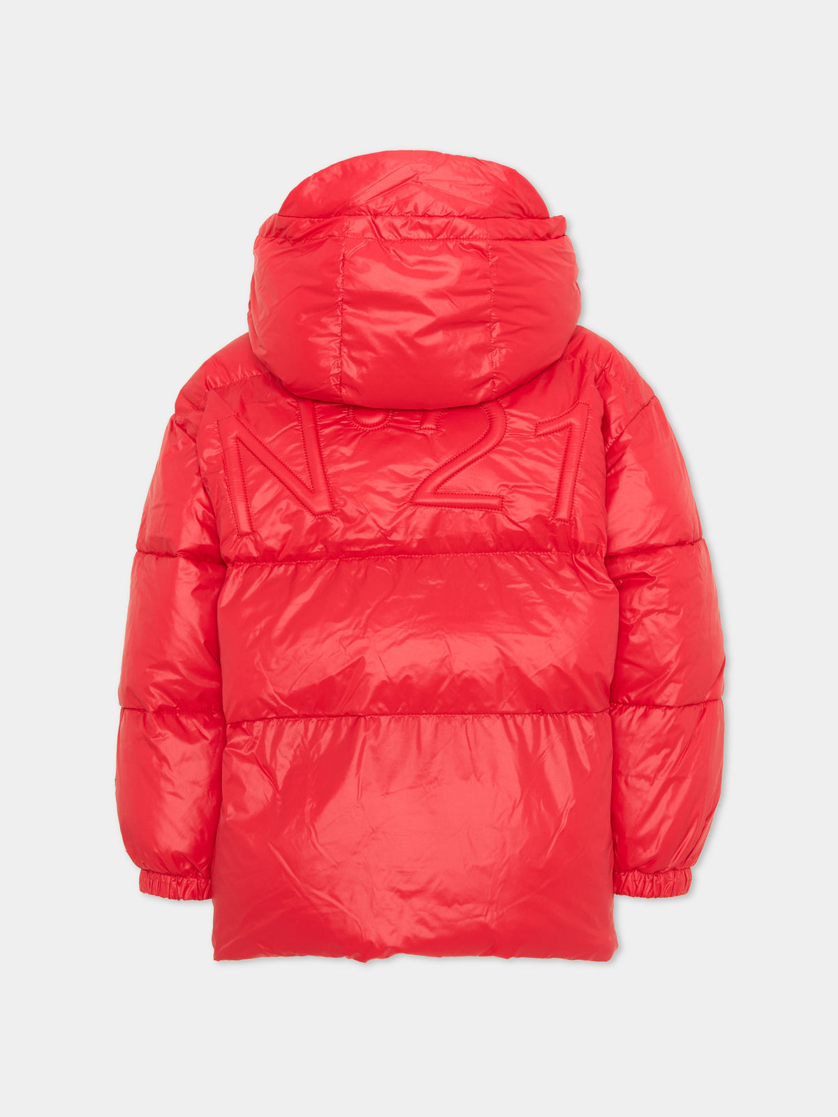 Piumino rosso per bambini con logo,N°21 Kids,N2104X N0002 0N411