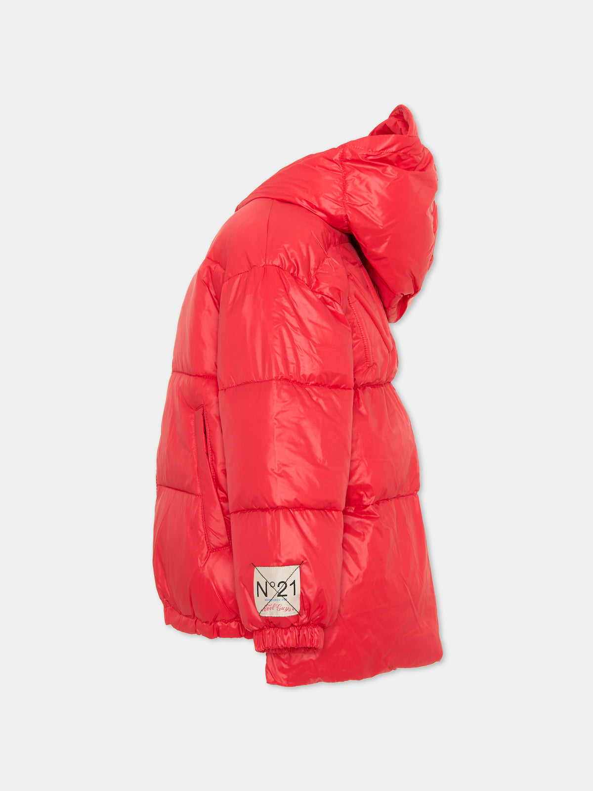 Piumino rosso per bambini con logo,N°21 Kids,N2104X N0002 0N411