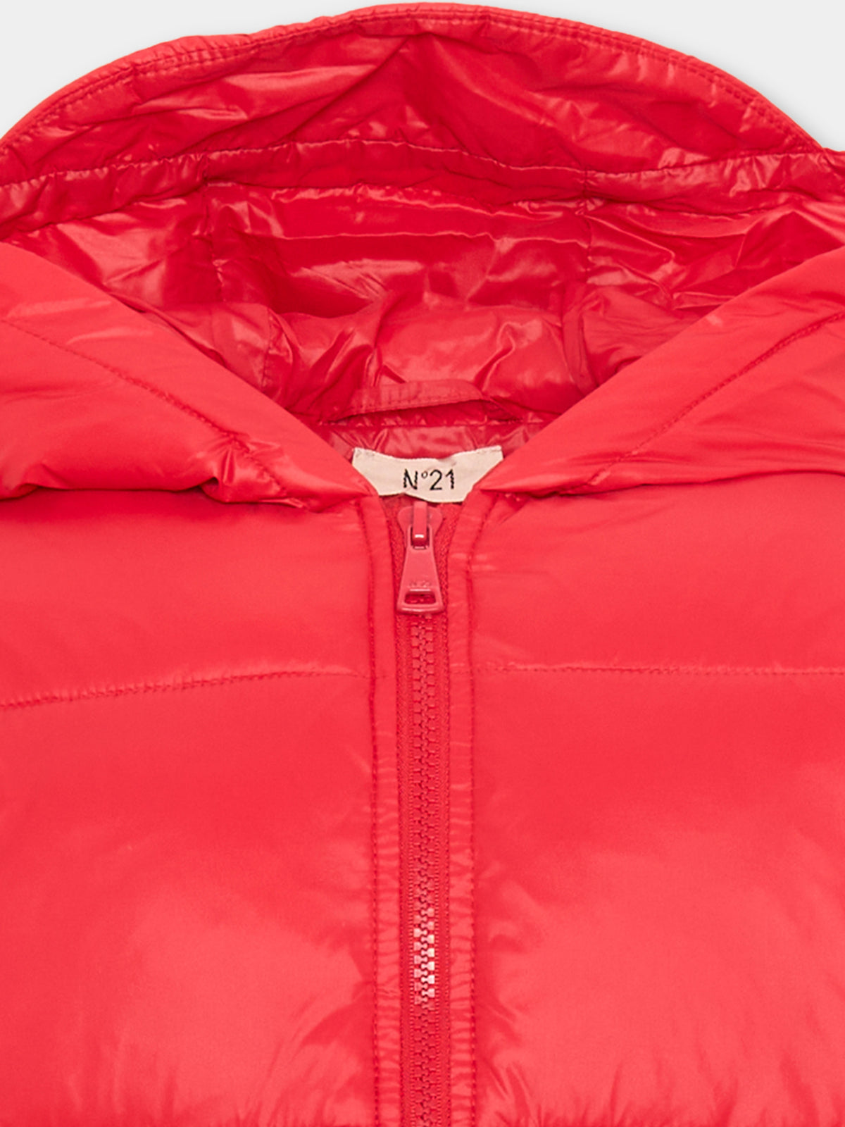 Piumino rosso per bambini con logo,N°21 Kids,N2104X N0002 0N411