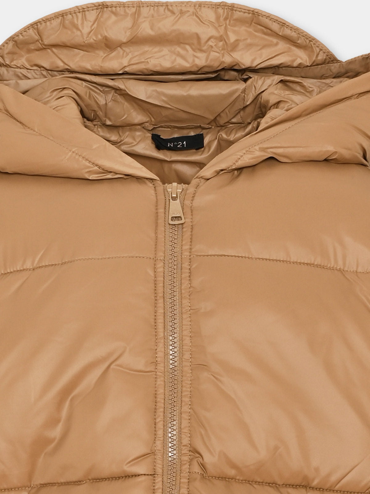 Piumino marrone per bambini con maxi logo,N°21 Kids,N2104X N0002 0N720