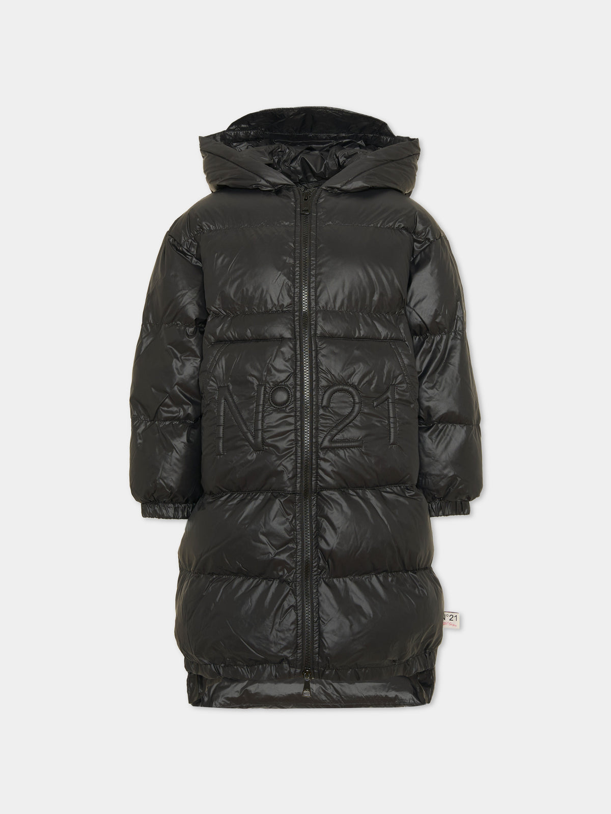 Piumino nero per bambina con logo,N°21 Kids,N2107B N0002 0N900