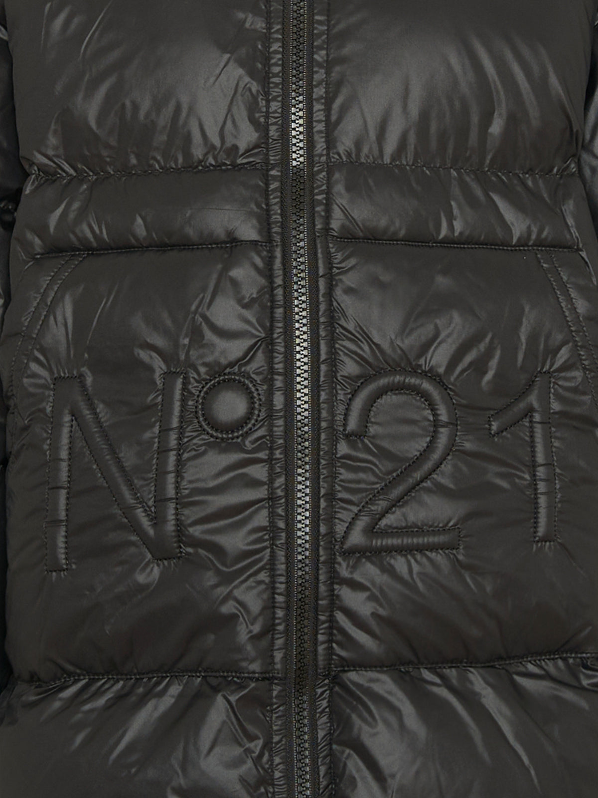Piumino nero per bambina con logo,N°21 Kids,N2107B N0002 0N900