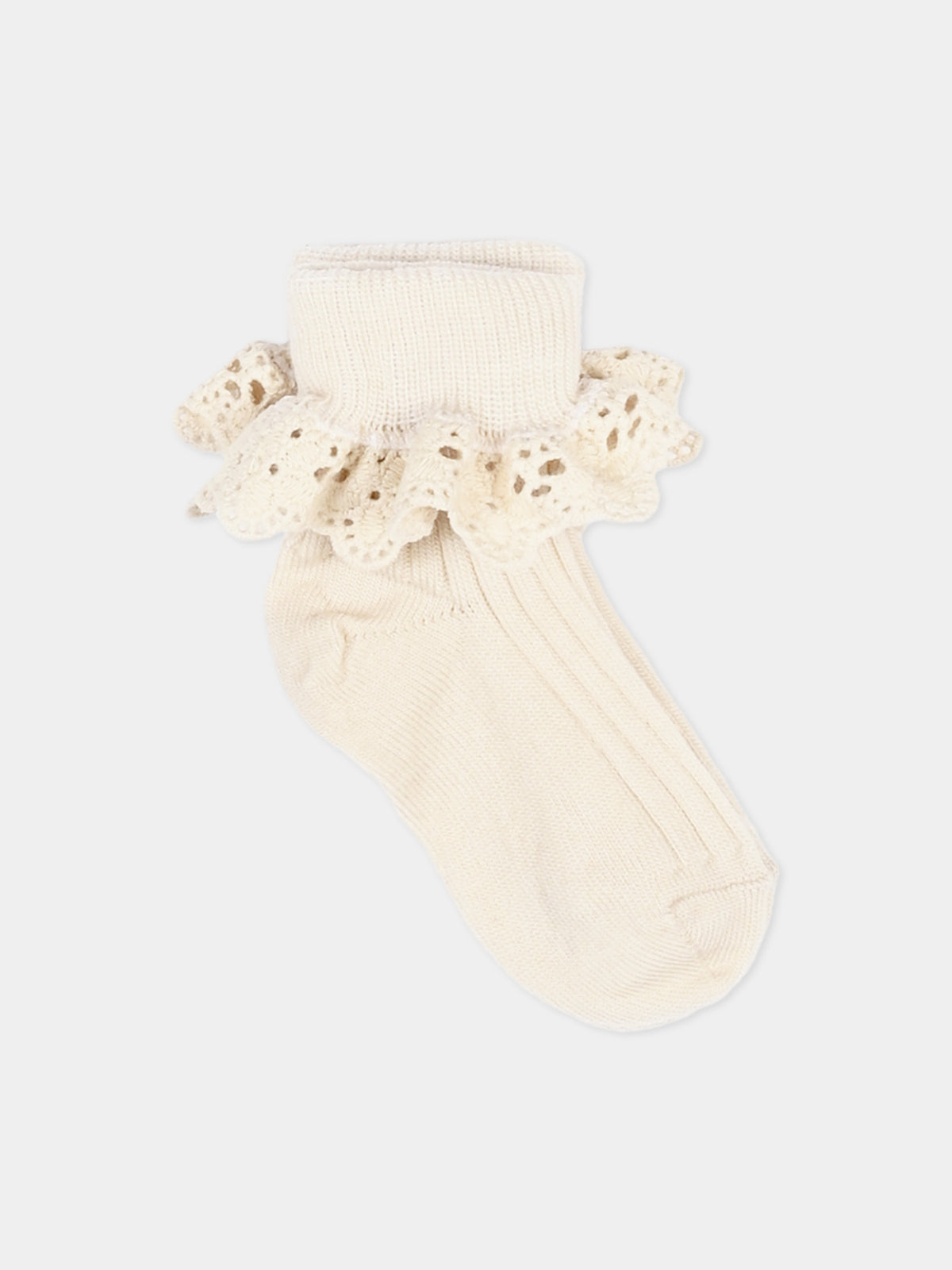 Calzini beige per neonata con ruches,Mp Denmark,10 59045 0 4109 B