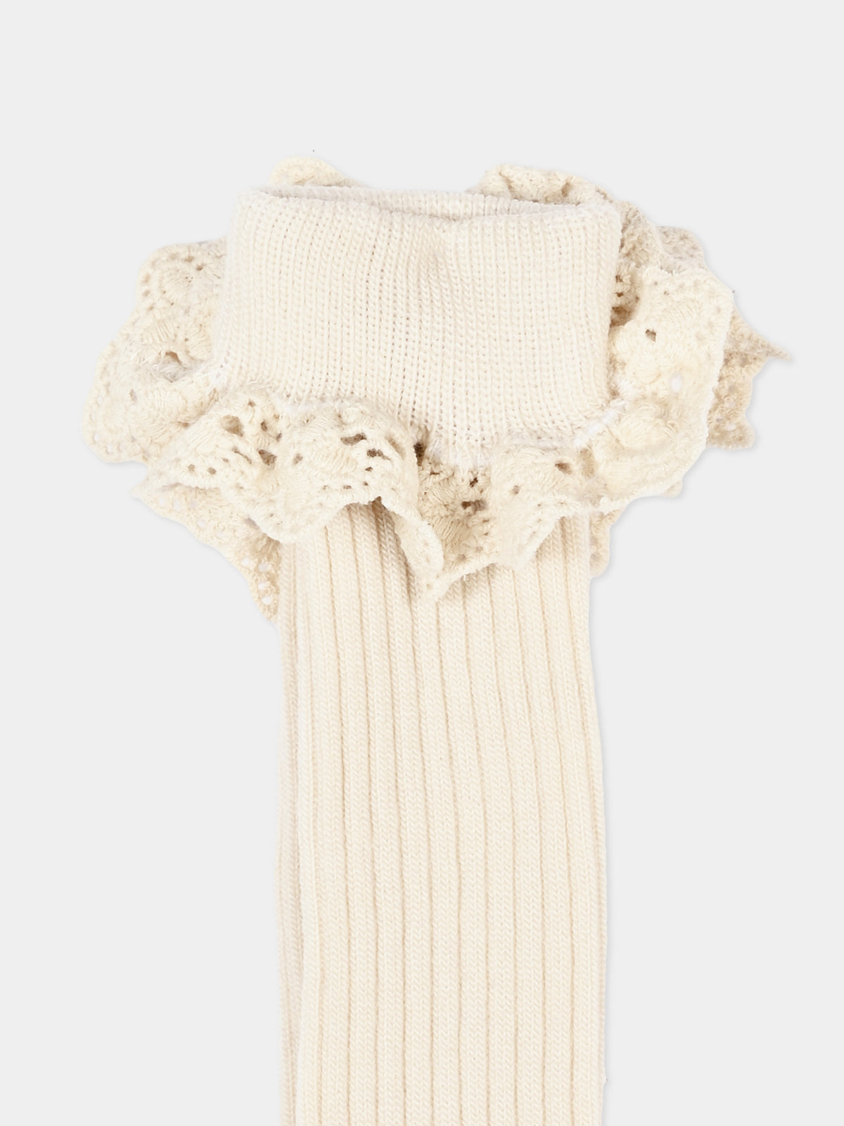 Calzini beige per bambina con ruches,Mp Denmark,10 59045 0 4109