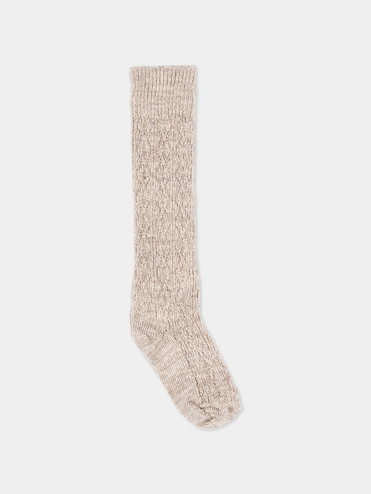 Calzini beige per bambina a costine,Mp Denmark,10 69024 0 489
