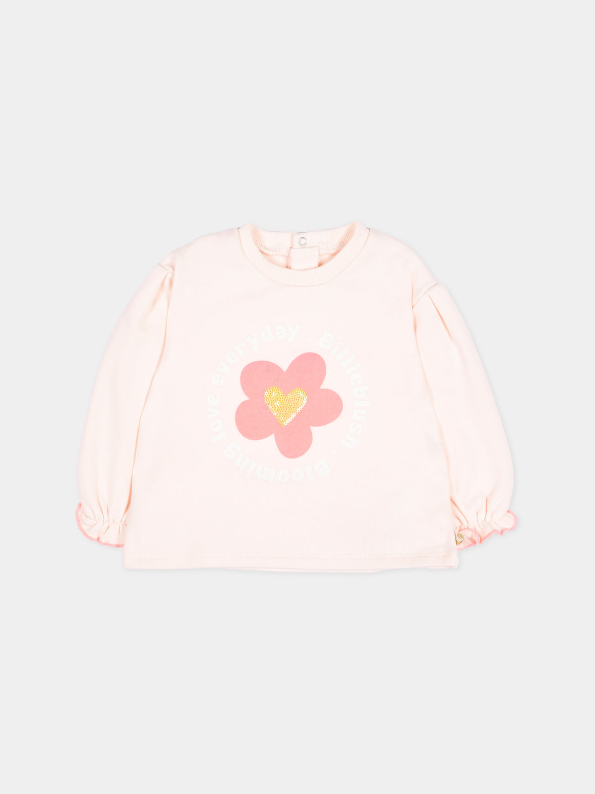 Felpa girocollo rosa con stampa per neonata,Billieblush,U21271 47V