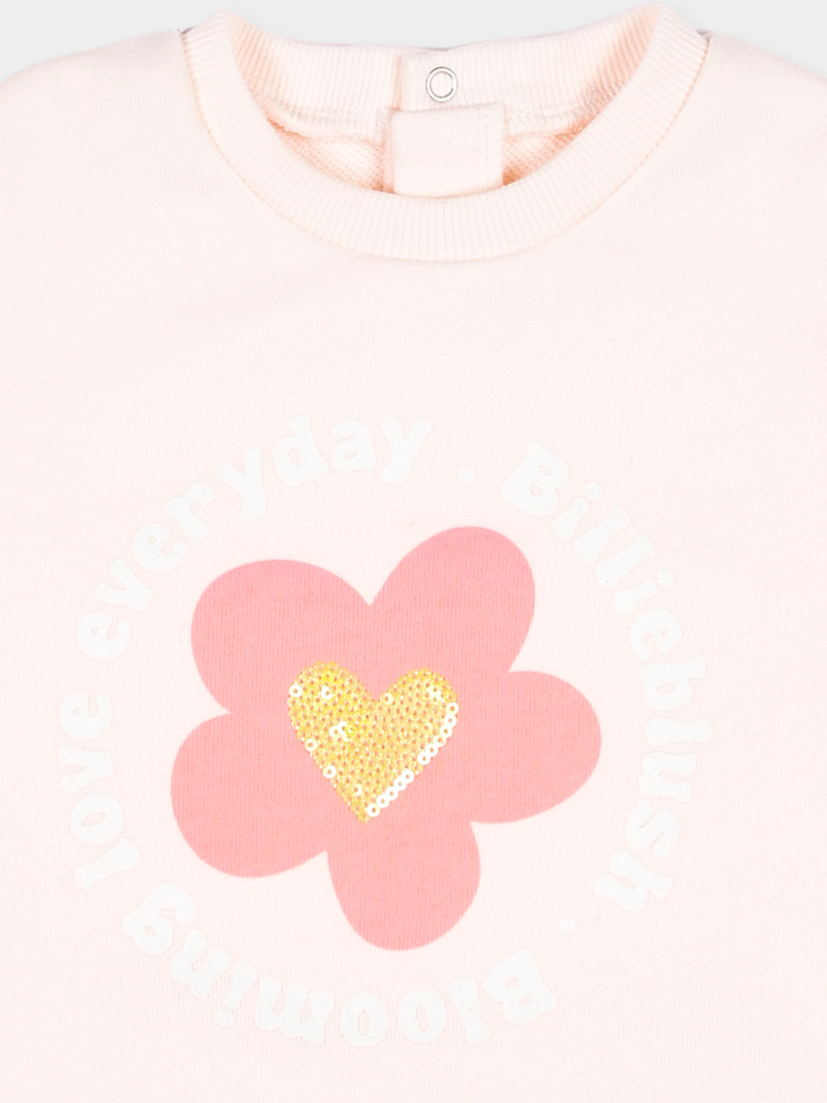 Felpa girocollo rosa con stampa per neonata,Billieblush,U21271 47V