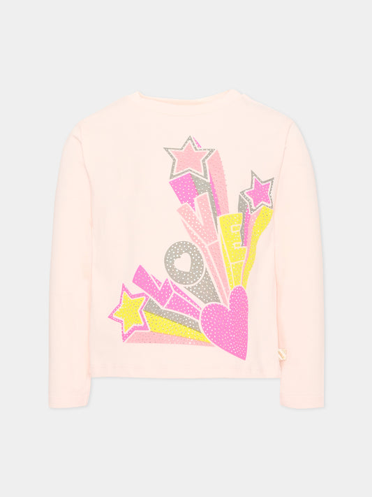T-shirt rosa con stampa per bambina,Billieblush,U21611 47V
