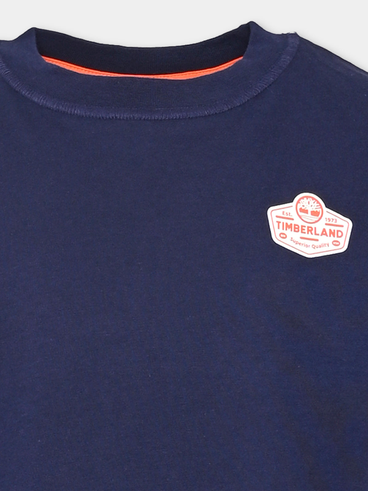 T-shirt a manica lunga blu con patch per bambino,Timberland,T60531 85T