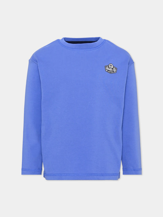 T-shirt a manica lunga blu con logo per bambino,Timberland,T60531 882