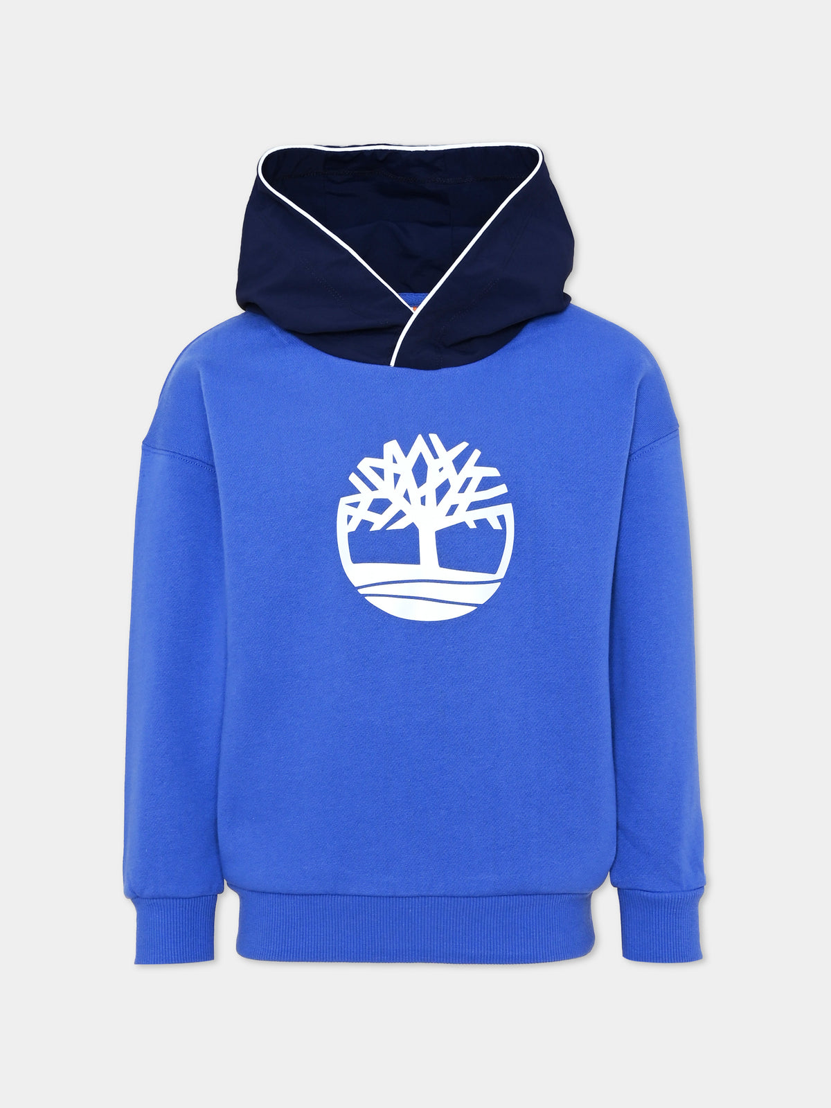 Felpa con cappuccio azzurra con logo per bambino,Timberland,T60549 882