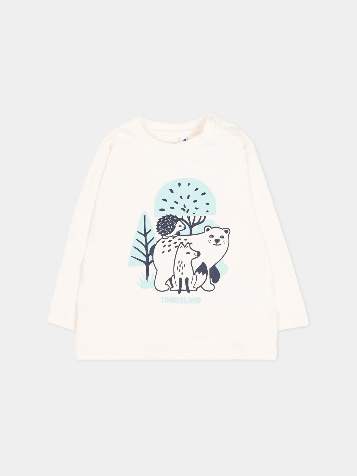 T-shirt a manica lunga avorio per neonato con stampa,Timberland,T60614 127