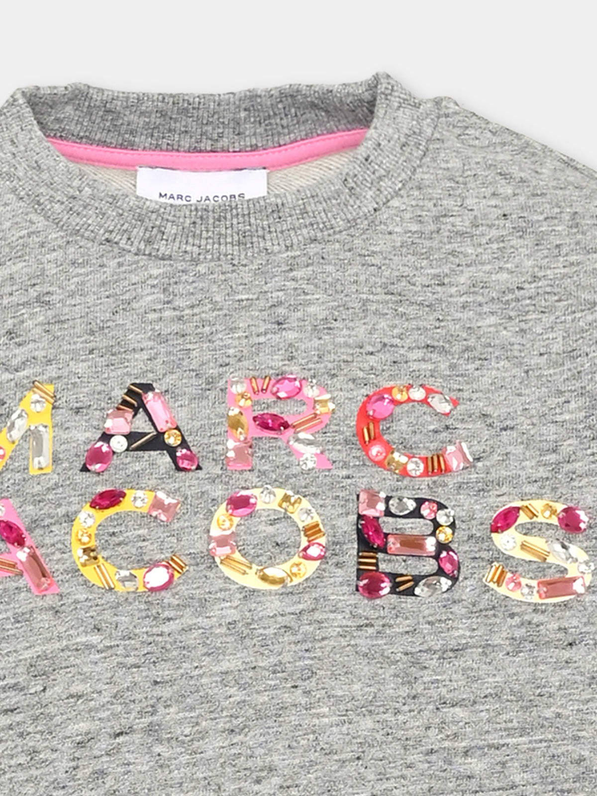 Felpa girocollo grigia per bambina con logo,Marc Jacobs,W60570 A350