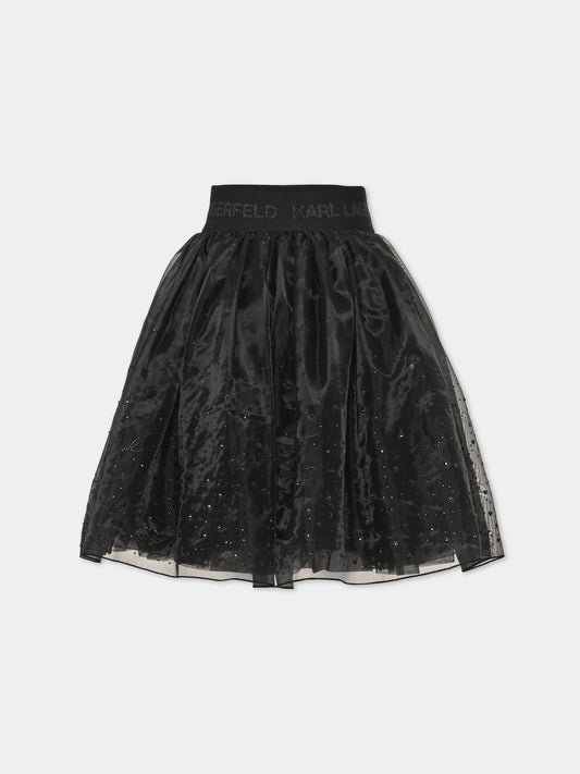 Gonna nera per bambina in tulle,Karl Lagerfeld Kids,Z30586 09B