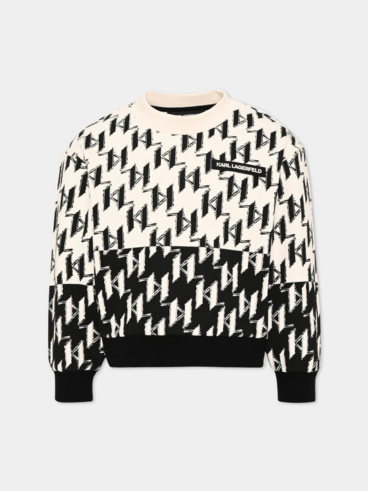 Felpa girocollo multicolor con logo per bambino,Karl Lagerfeld Kids,Z30639 M92