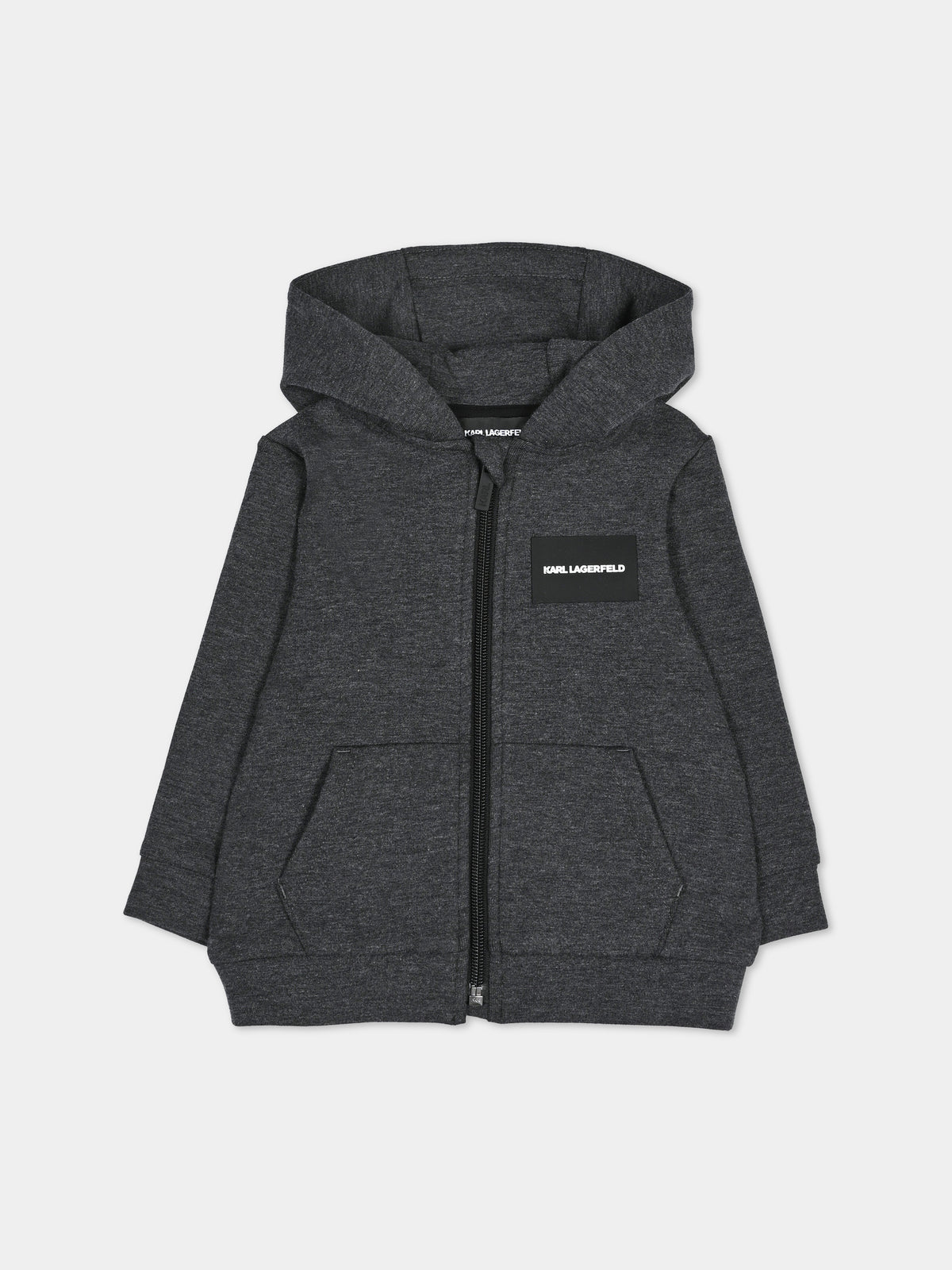 Felpa con cappuccio grigia con logo per bambino,Karl Lagerfeld Kids,Z30645 A82
