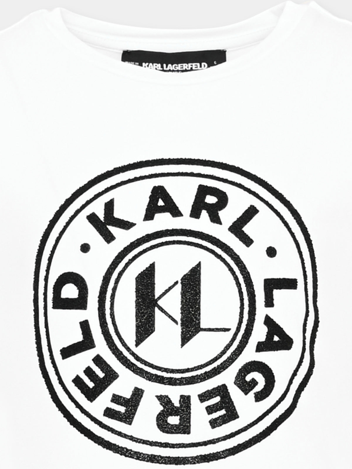 T-shirt a manica lunga bianca per bambina con logo,Karl Lagerfeld Kids,Z30940 10P