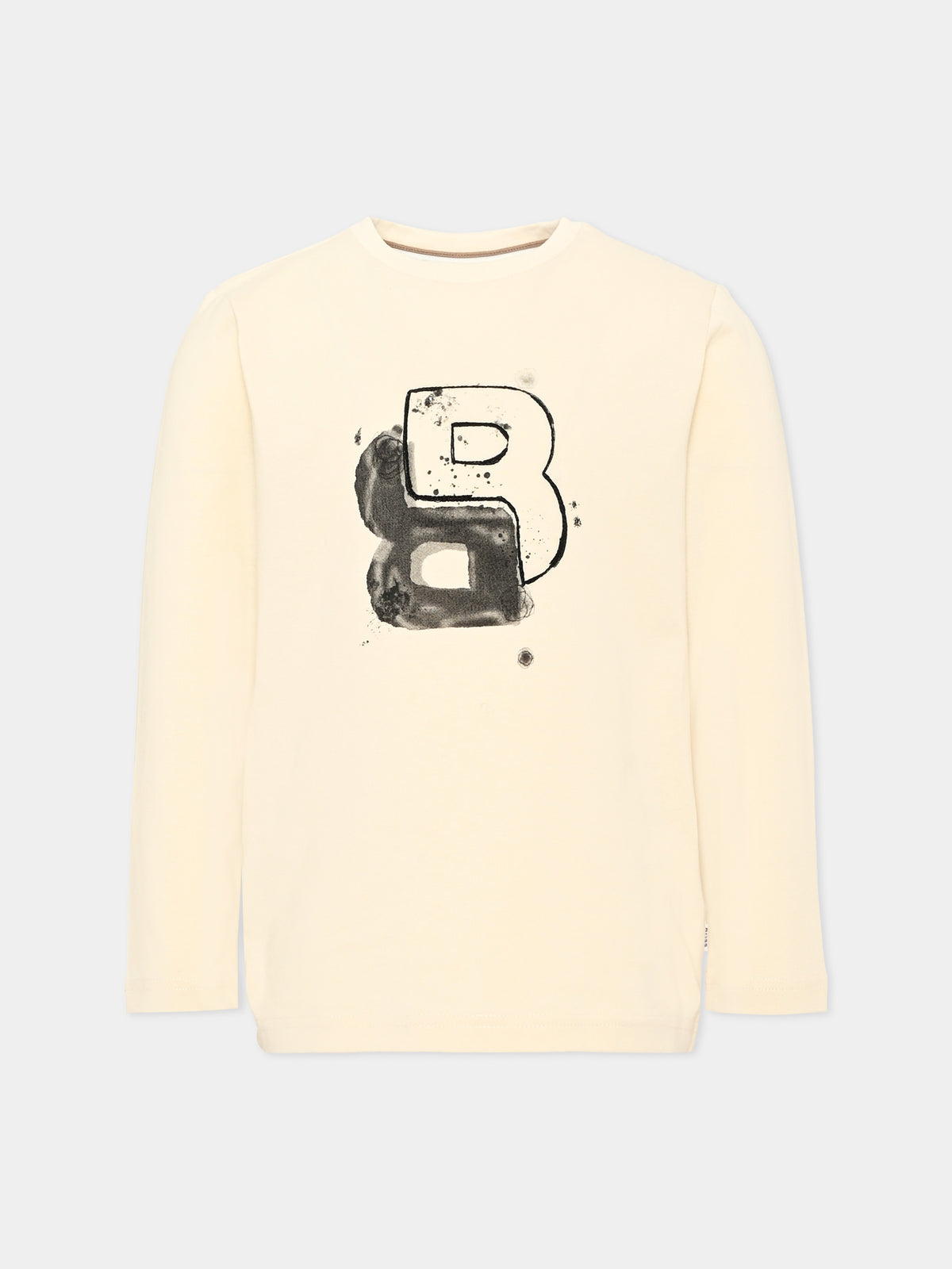 T-shirt a manica lunga beige per bambino,Boss,J52365 21C