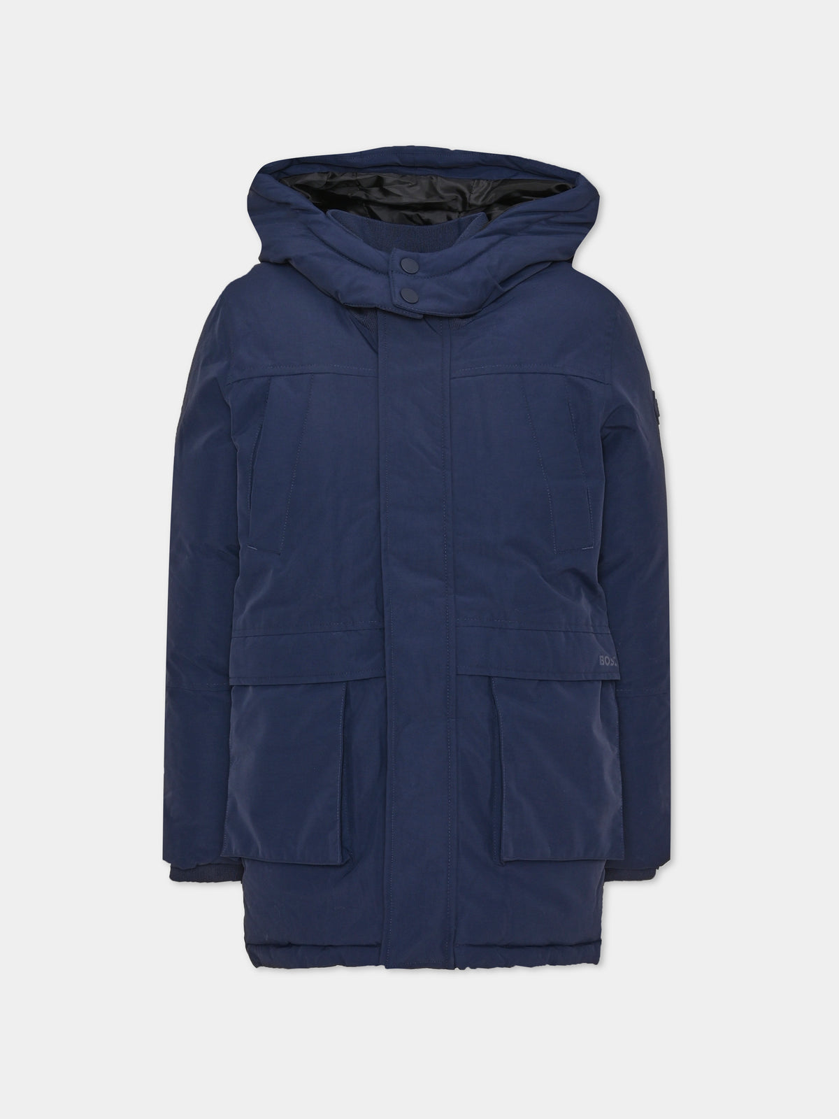 Parka blu per bambino con cappuccio,Boss,J52388 849