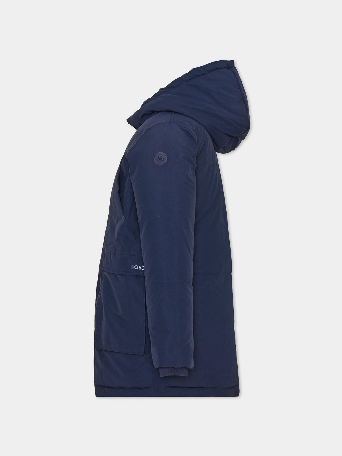 Parka blu per bambino con cappuccio,Boss,J52388 849