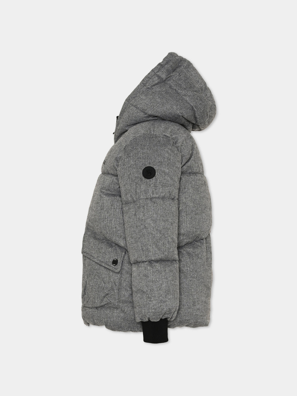 Piumino grigio per bambino con logo,Boss,J52394 A46