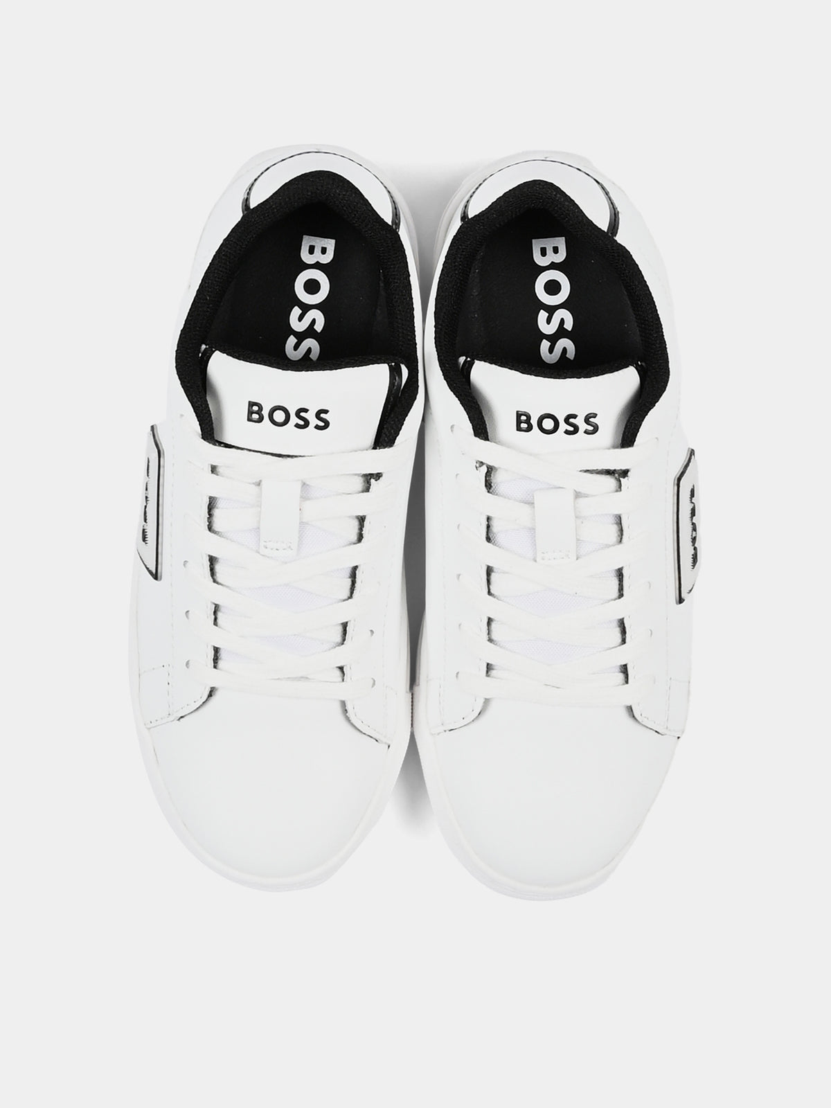 Sneakers bianche per bambino con logo,Boss,J52554 10P