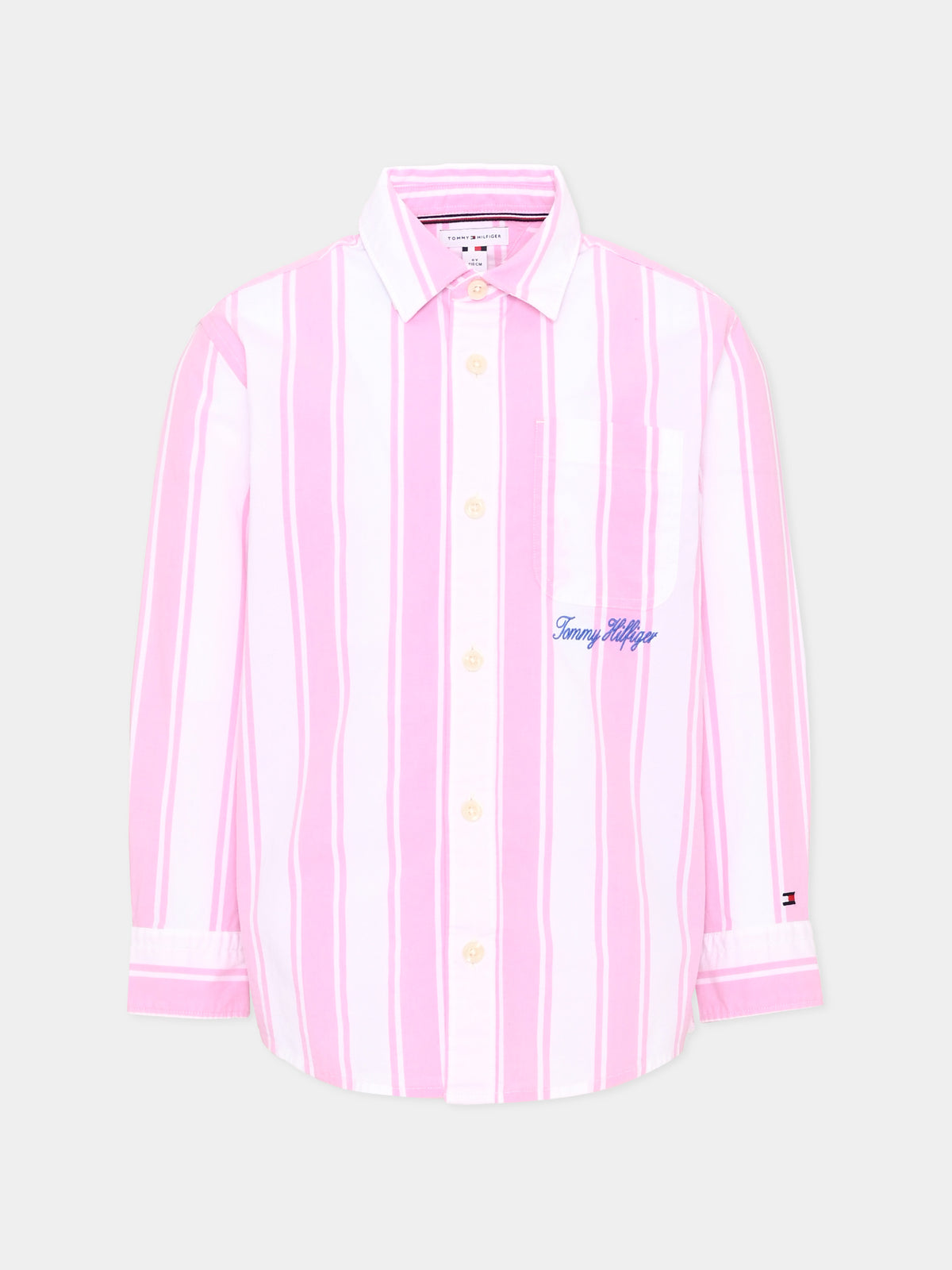 Camicia a manica lunga rosa a righe per bambino,Tommy Hilfiger Junior,KB0KB10566 TOU