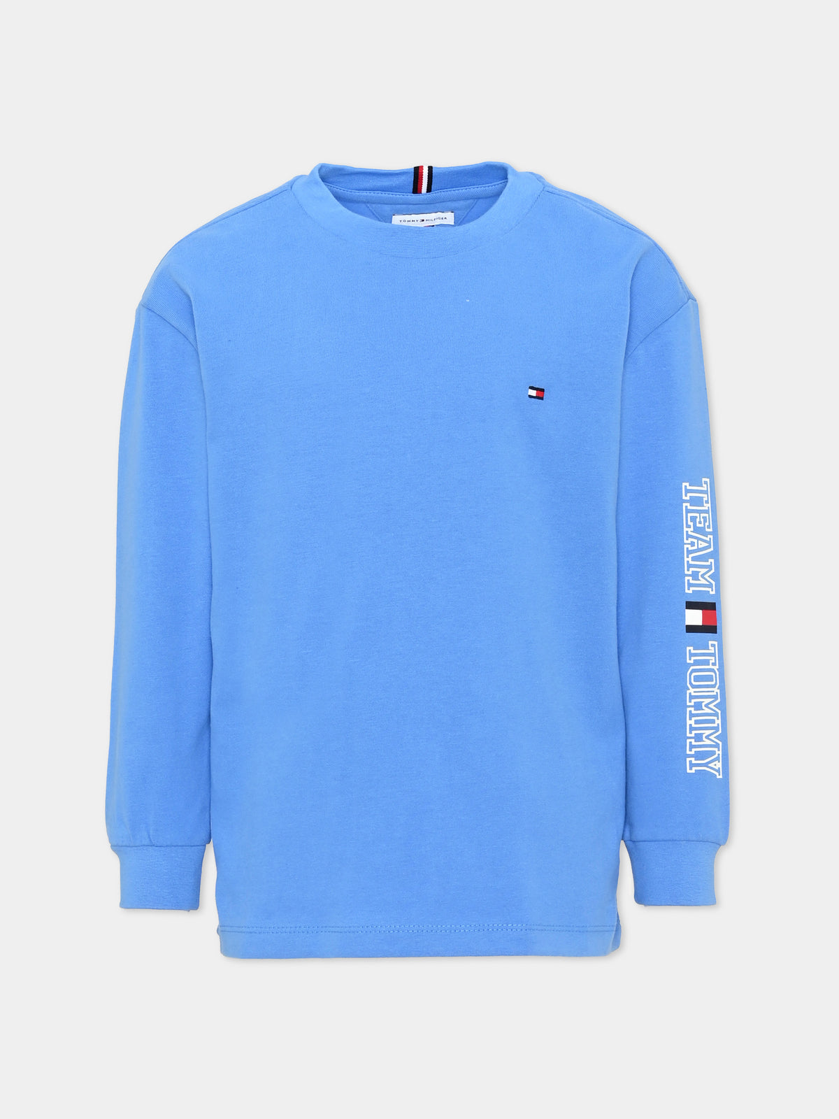 T-shirt a manica lunga azzurra con logo per bambino,Tommy Hilfiger Junior,KB0KB10512 C39