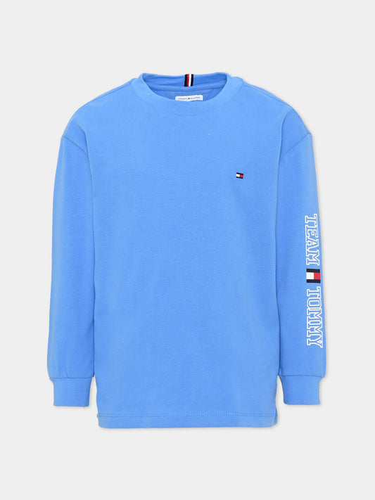 T-shirt a manica lunga azzurra con logo per bambino,Tommy Hilfiger Junior,KB0KB10512 C39