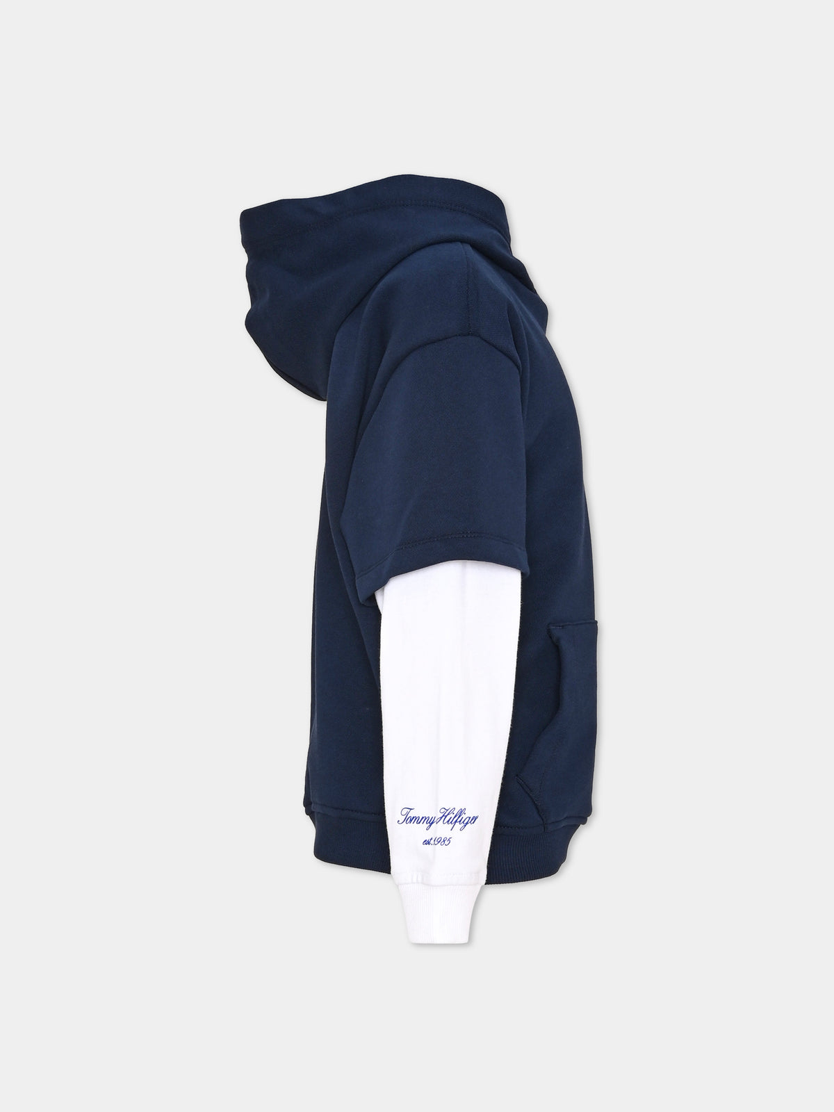 Felpa con cappuccio blu con logo per bambino,Tommy Hilfiger Junior,KB0KB10899 C1G