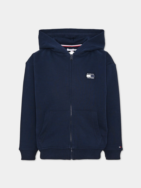 Felpa con cappuccio blu con logo per bambino,Tommy Hilfiger Junior,KB0KB10553 C1G