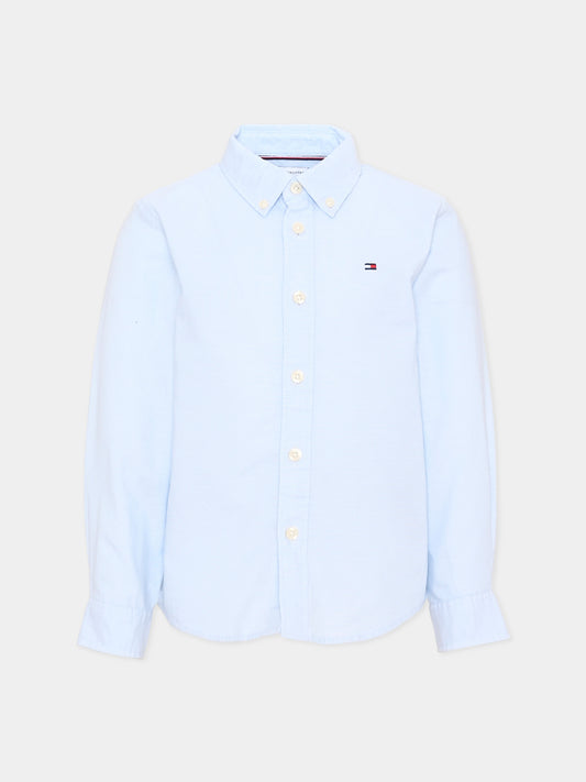 Camicia a manica lunga azzurra per bambino,Tommy Hilfiger Junior,KB0KB10192 C1S